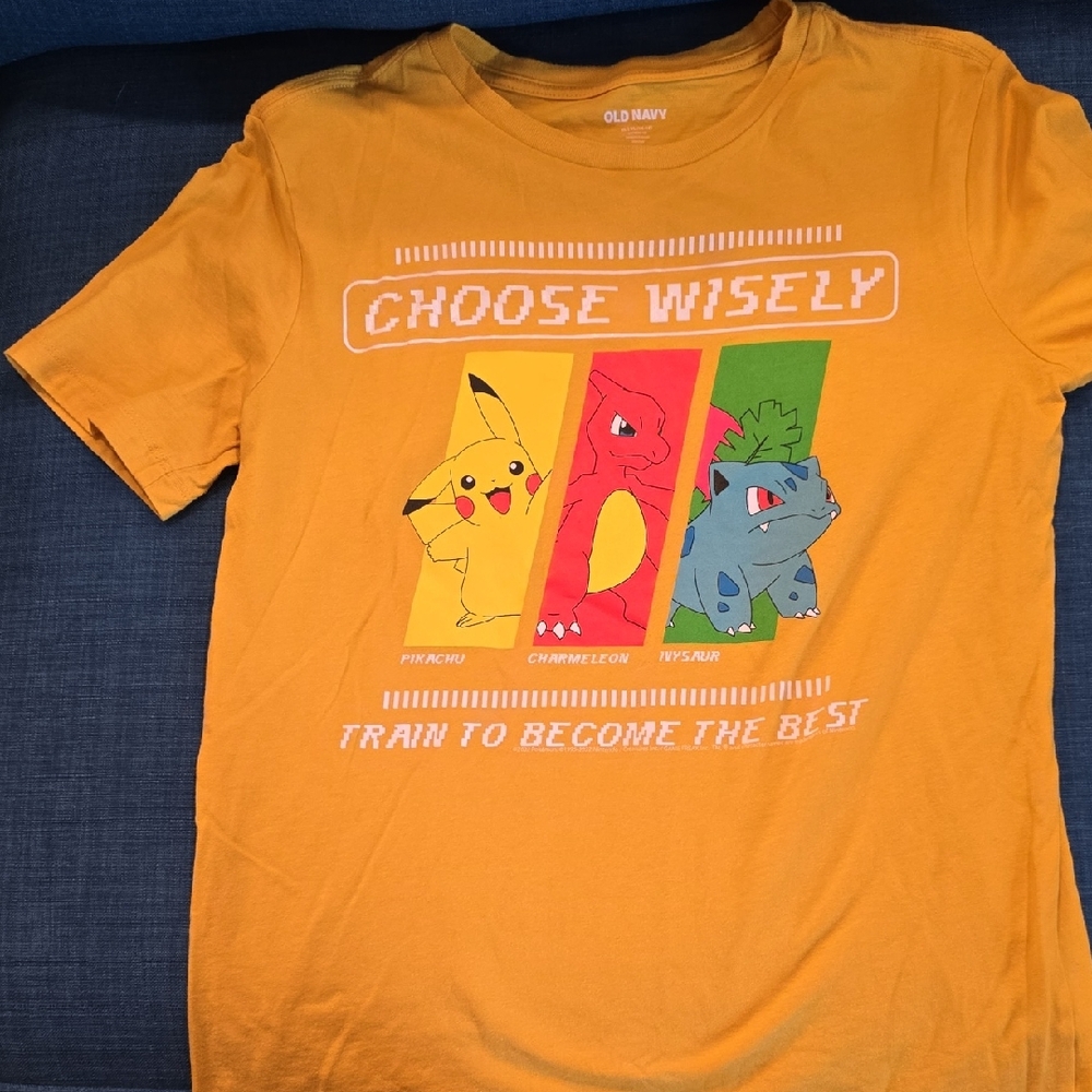 Old Navy Orange Pokémon Tee with Pikachu, Charmeleon, Ivysaur